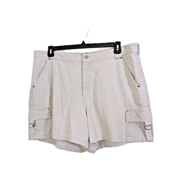 Vintage Riveted By Lee Womens Mom Jean Cargo Shorts Beige Size 22WM 5 In Inseam - Picture 1 of 7